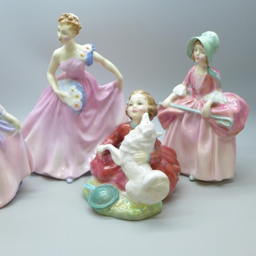 2045 - Five early Royal Doulton figures including Valerie and Bo Peep