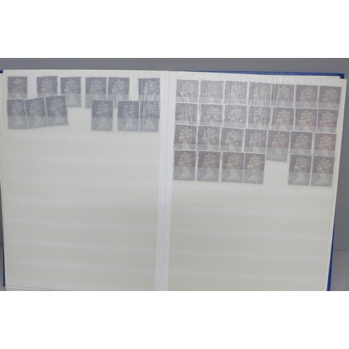 2057 - Stamps; duplicated stock of GB hi-values in stock book, George VI onward