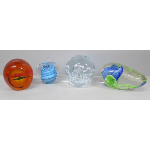 2074 - Four glass paperweights