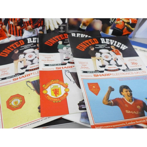 2078 - Football programmes; Manchester United in Europe, 1960s onwards, home and away games, including 1968... 