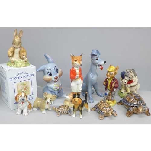 2080 - A Wade Disney blow-up Thumper and Tramp, other Wade, Royal Doulton and Beswick figures