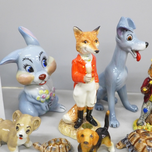 2080 - A Wade Disney blow-up Thumper and Tramp, other Wade, Royal Doulton and Beswick figures