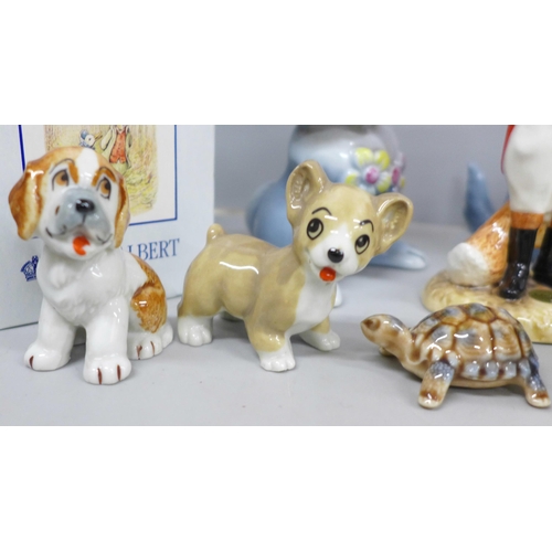 2080 - A Wade Disney blow-up Thumper and Tramp, other Wade, Royal Doulton and Beswick figures