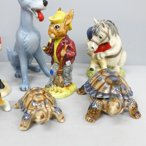 2080 - A Wade Disney blow-up Thumper and Tramp, other Wade, Royal Doulton and Beswick figures