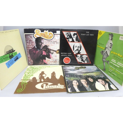 2081 - A collection of LP records including two jazz LP's signed to reverse, others include The Beatles At ... 