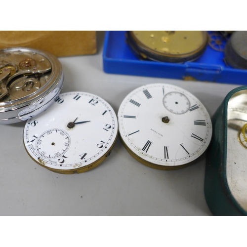 2082 - Assorted pocket and wristwatches, for spares/repairs, Lemania stopwatch lacking case back