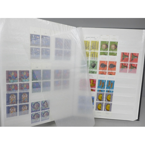 2086 - Stamps; fine used Switzerland stamps mainly in blocks of four