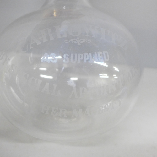 2098 - A glass decanter, ‘Carlowitz as supplied by Special Appointment to Her Majesty’, ‘Max Greger & Co. L... 