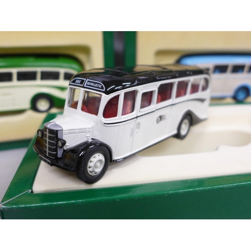 2100 - Five limited edition Corgi model buses/coaches, all boxed