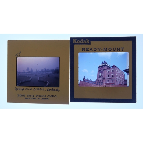 2114 - A collection of mid 20th Century Nottingham scenes photographic slides, two slide viewers, a 3-D Vie... 