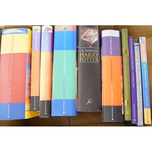 2124 - Four Harry Potter first edition books, plus seven other J K Rowling books and a folder of Harry Pott... 