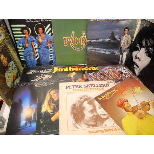 2126 - A collection of thirty LP records, Hendrix, Uriah Heep, Genesis, Santana, Bee Gees