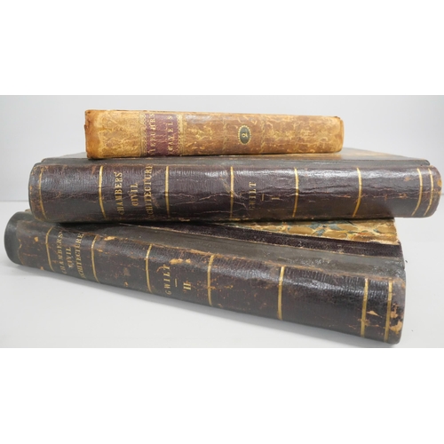 2134 - Two volumes of Chambers' Civil Architecture, 1825, published by Priestley & Weale in 1825. Together ... 