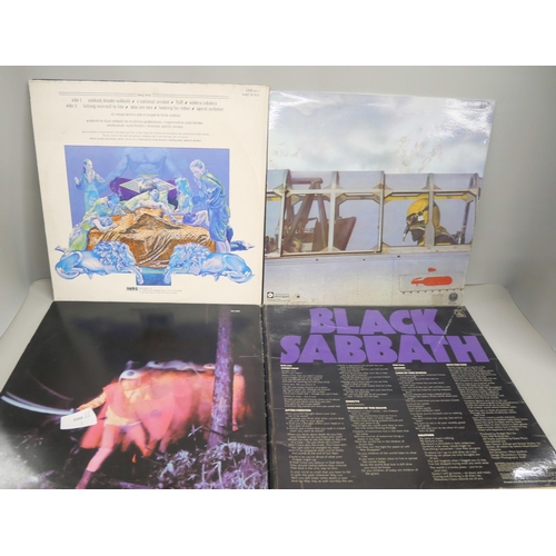 2144 - A collection of six Black Sabbath LP vinyl records to include Paranoid, Never Say Die, Sabbath Blood... 