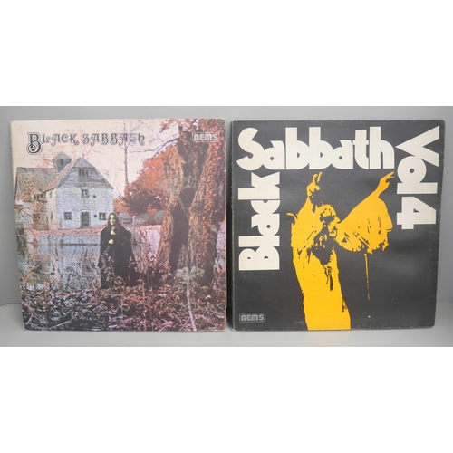 2144 - A collection of six Black Sabbath LP vinyl records to include Paranoid, Never Say Die, Sabbath Blood... 