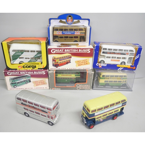 2156 - A collection of nineteen die-cast model buses including EFE, Corgi, and Atlas Editions Great Britain... 