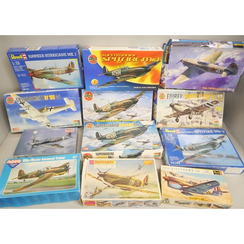 2157 - A collection of nineteen model aircrafts, comprising of Airfix, Revell, and Matchbox. To include Sup... 