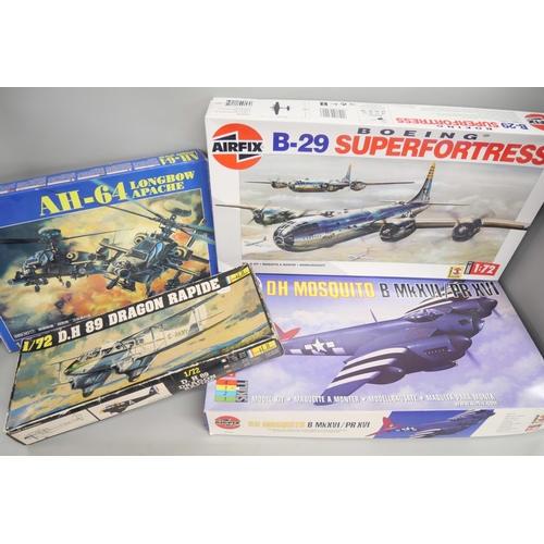 2167 - A collection of model aircraft and one ship to include Airfix, Revell and Heller. Models including T... 