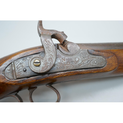 2193 - A percussion overcoat pistol, marked 