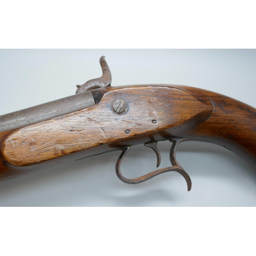 2193 - A percussion overcoat pistol, marked 