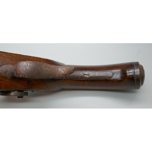 2193 - A percussion overcoat pistol, marked 