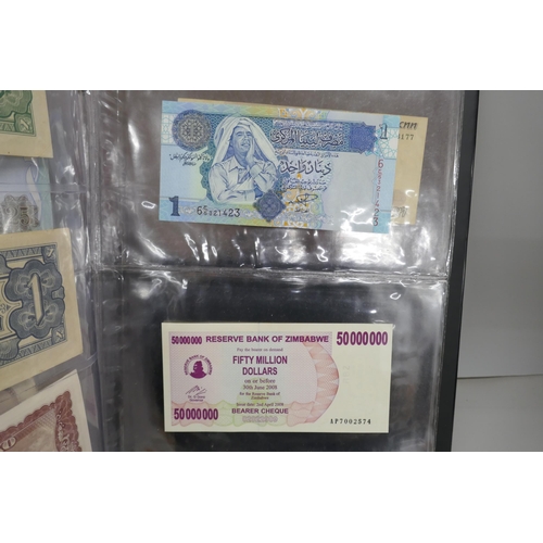 2195 - Sixteen bank notes, includes Australia, Hong Kong, Japan, Zimbabwe and Iraq, etc.