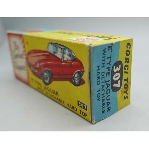 2197 - A Corgi Toys No.307 'E' Type Jaguar with detachable hard top, boxed, 1960s