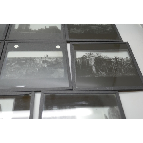 2206 - A collection of 29 lantern slides, images of the destruction of Ypres, World War I *THIS LOT IS NOT ... 