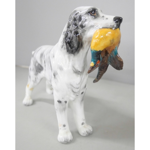 2212 - A limited edition Albany Fine China Co. model of a retriever mounted on wooden plinth, modelled by N... 