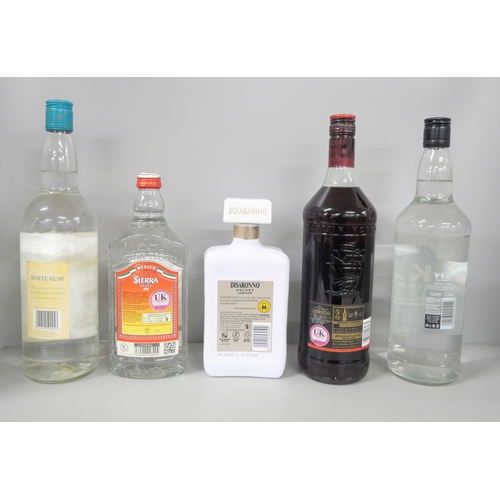 2217 - A collection of alcohol, all sealed, comprises Sierra Tequila 38%, Disaronno liquor 17%, V-Kat dry S... 