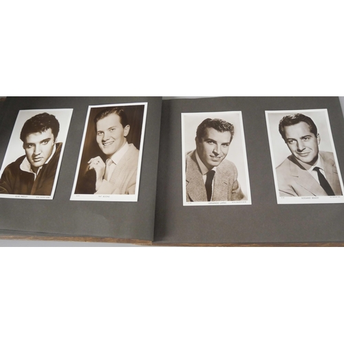 2218 - A collection of film memorabilia, includes photograph album with many film stars, Errol Flynn, Tony ... 