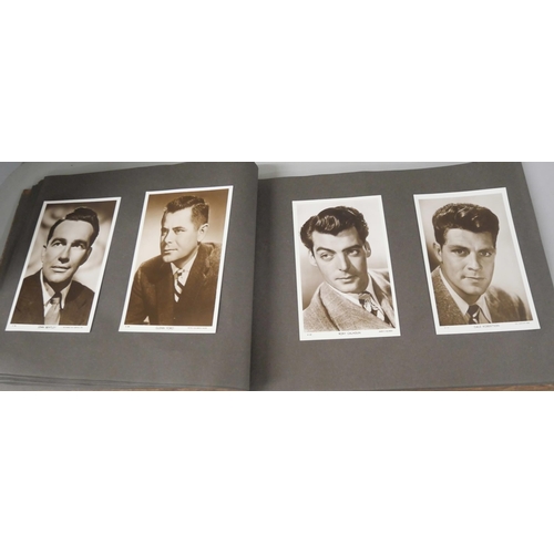 2218 - A collection of film memorabilia, includes photograph album with many film stars, Errol Flynn, Tony ... 