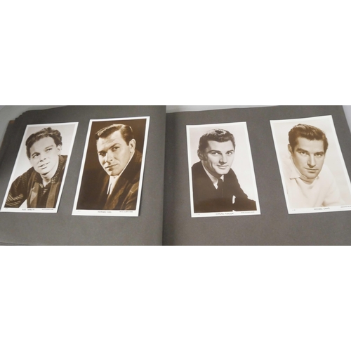 2218 - A collection of film memorabilia, includes photograph album with many film stars, Errol Flynn, Tony ... 