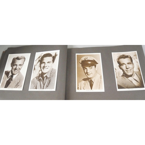 2218 - A collection of film memorabilia, includes photograph album with many film stars, Errol Flynn, Tony ... 