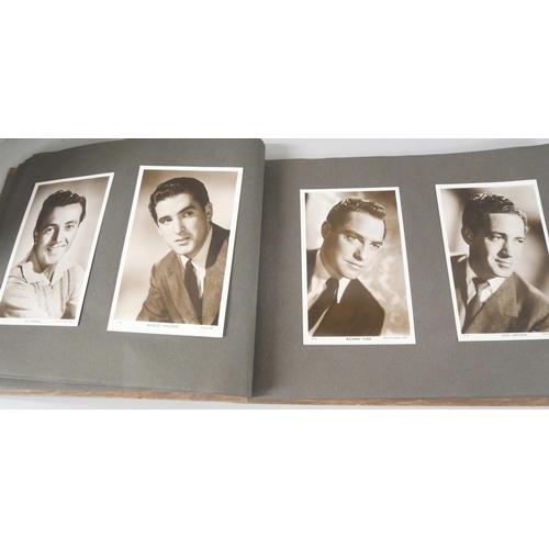 2218 - A collection of film memorabilia, includes photograph album with many film stars, Errol Flynn, Tony ... 