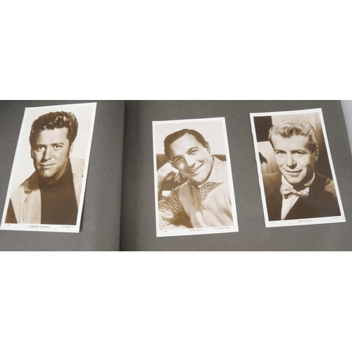 2218 - A collection of film memorabilia, includes photograph album with many film stars, Errol Flynn, Tony ... 