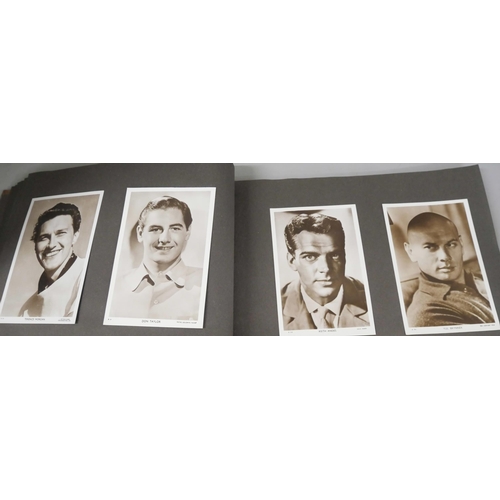 2218 - A collection of film memorabilia, includes photograph album with many film stars, Errol Flynn, Tony ... 