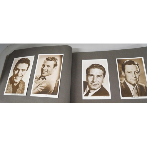 2218 - A collection of film memorabilia, includes photograph album with many film stars, Errol Flynn, Tony ... 