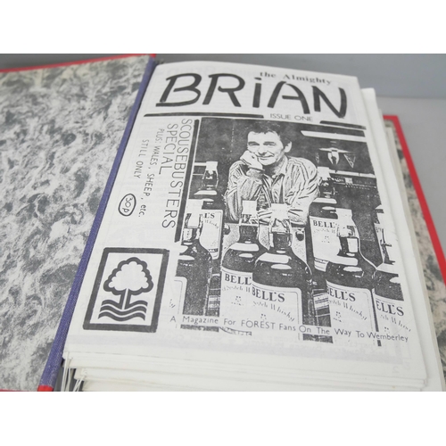 2238 - A collection of Nottingham Forest 'Brian' fanzines and a signed picture of Joe Baker. Together with ... 