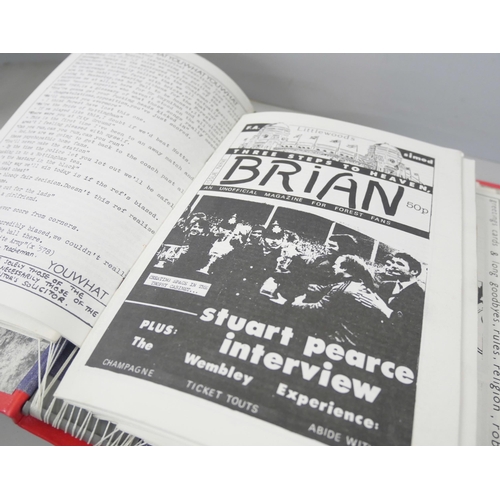 2238 - A collection of Nottingham Forest 'Brian' fanzines and a signed picture of Joe Baker. Together with ... 