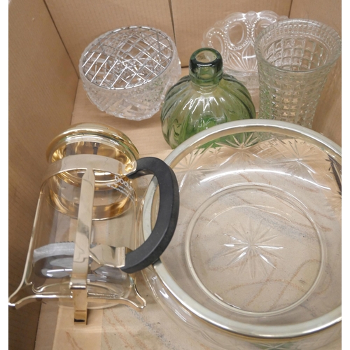 2255 - Two boxes of mixed crystal and glass to include bowls, vases, cafetiere and more **PLEASE NOTE THIS ... 