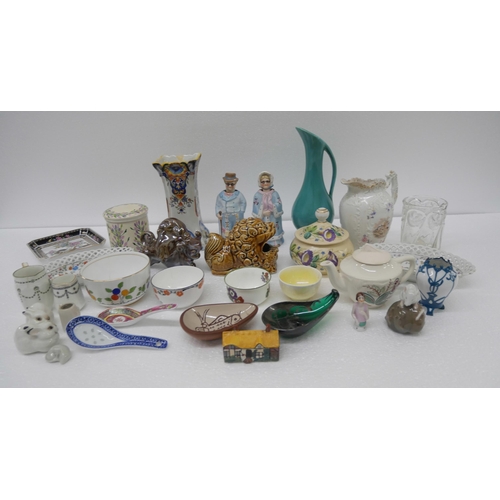 2256 - A large collection of china and glass comprising of jugs, vases, pots, ceramic car, WH Goss bust and... 