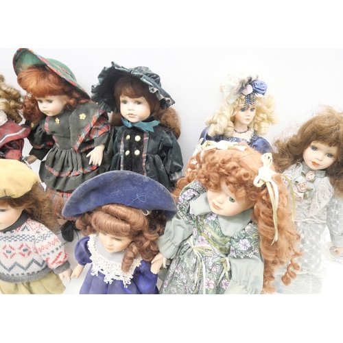 2276 - A collection of nine porcelain dolls *THIS LOT IS NOT AVAILABLE FOR PACKING AND POSTING*