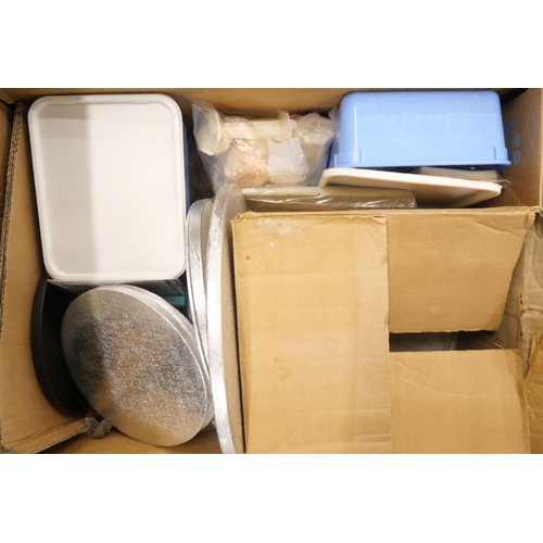 2286 - Two boxes of cake decorating and sugarcraft items, including stand, accessories, etc. *THIS LOT IS N... 