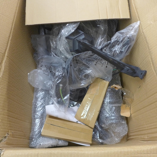 5215 - Three boxes of assorted outdoor lamp frames and posts