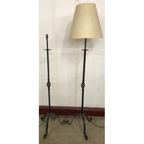 272 - A pair of French wrought iron standard lamps