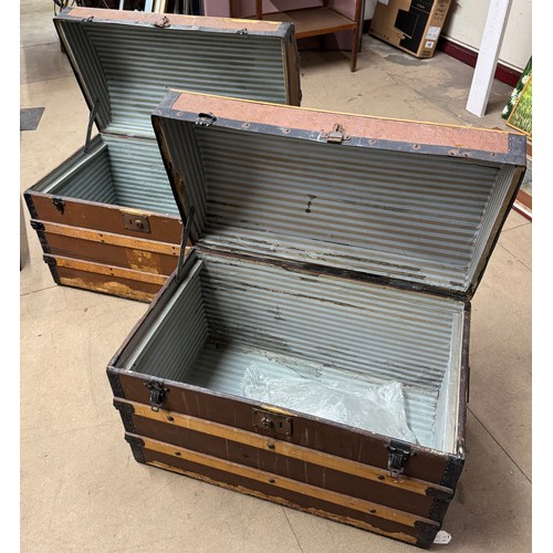 312 - Two early 20th Century dome topped steamer trunks