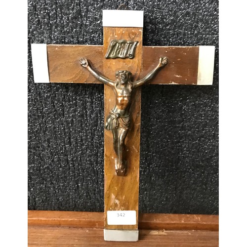 342 - A French coper and wooden crucifix