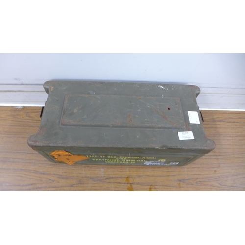 5257 - A metal ballistics/ammunition locker marked 1305-17-050-2358 (50-A360) 2100 cartridge, 9mm:Bali, lot... 