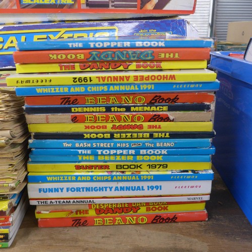 5268 - A large quantity of vintage annuals and comics including The Beano, The Dandy, The Topper, Whizzer a... 